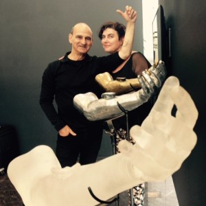 Stelarc with Julianne Pierce at the Australia Council Awards exhibition.